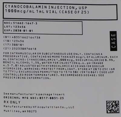 Case Label (51662 1647 3 Case)